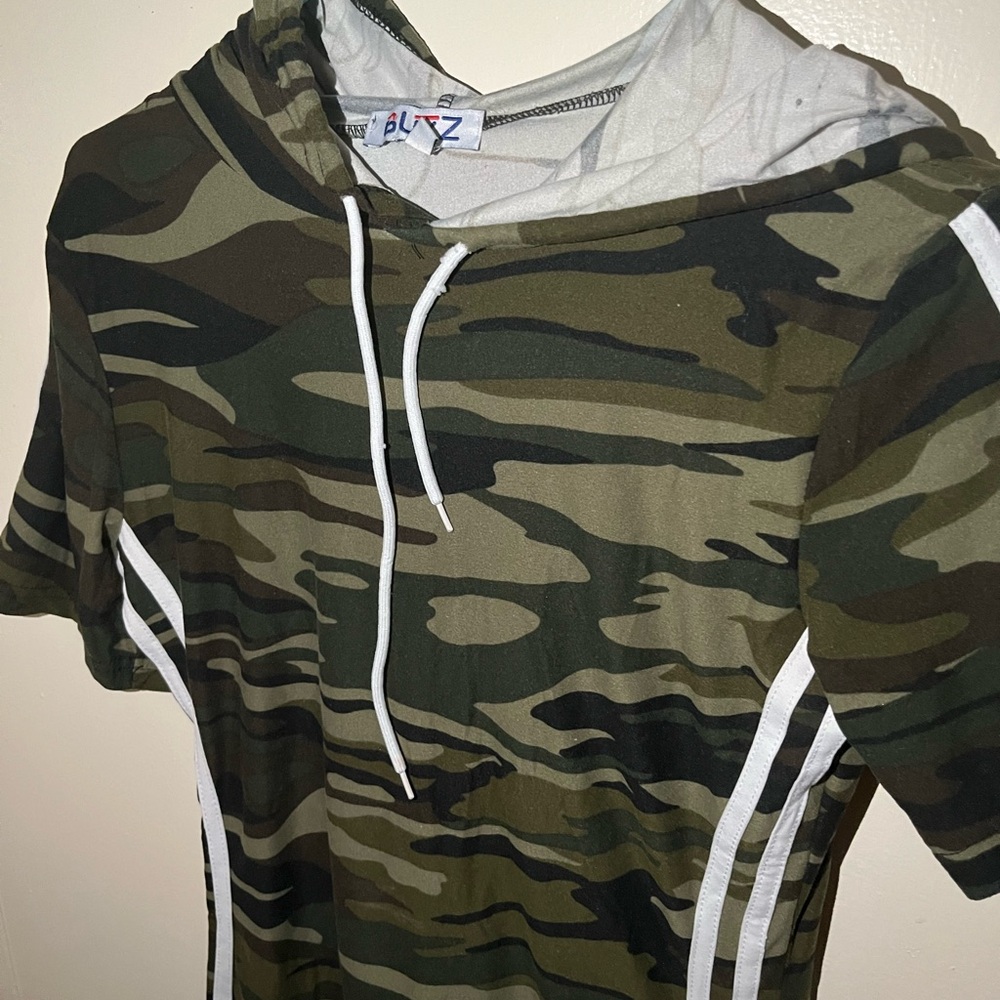 Camouflage dress with Hoodie with White Accents